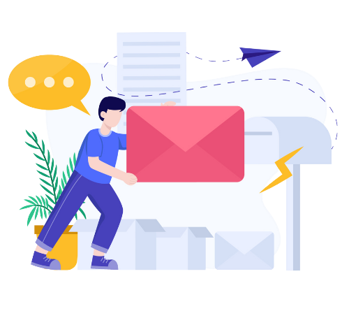 an illustration of boy submitting mails